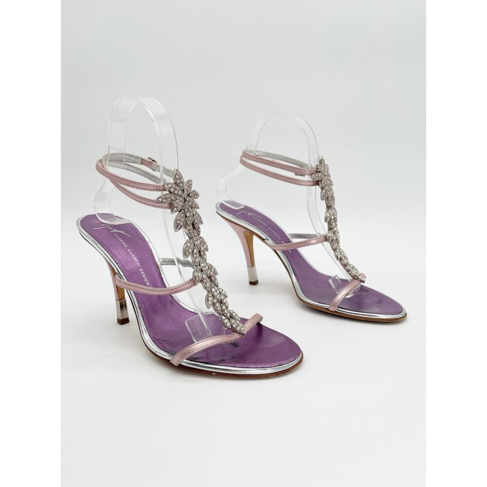 Giuseppe Zanotti Vintage Pink Metallic Crystal Embellished Strappy Sandals IT 38 - Picture 2 of 15